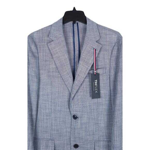 Tommy Hilfiger Mens Modern Fit Sport Coat Blazer 44L Denim Blue Flex Stretch NWT - Picture 4 of 7